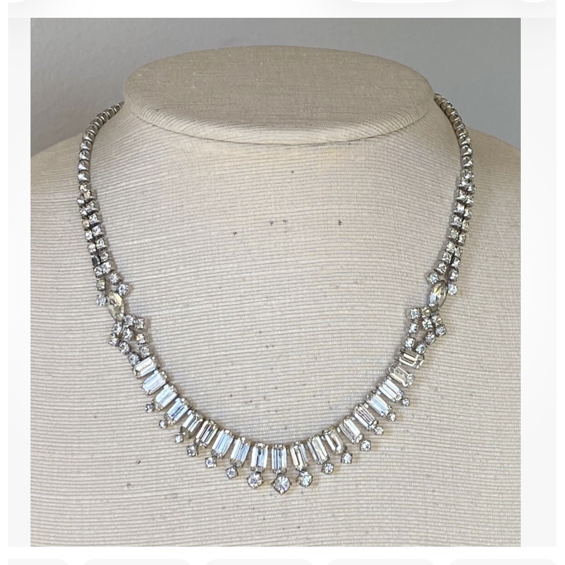 Vintage Kramer Statement Crystal Rhinestone Necklace Choker Wedding Signed
